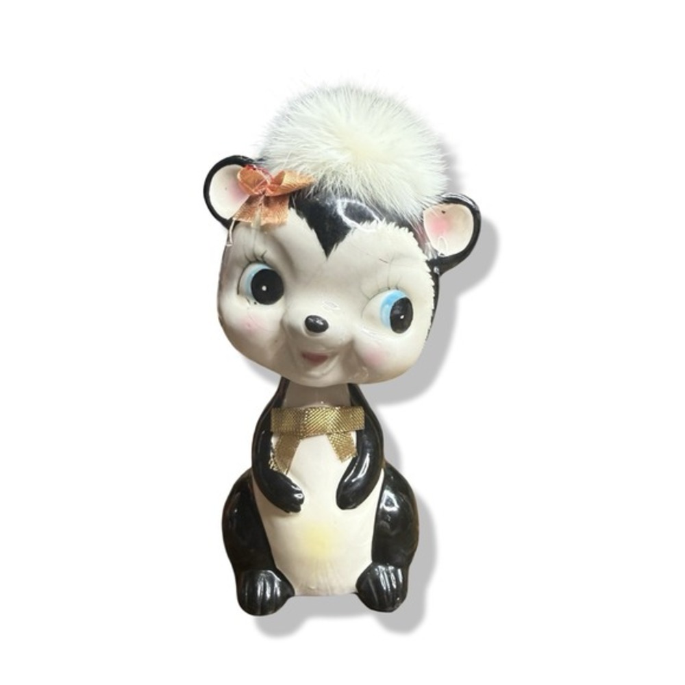 Napco Stinky Furry Skunk Nodder Japan Anthropomorphic 50s MCM Kitschy Ceramic